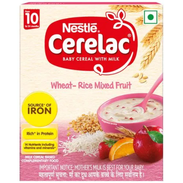 Nestle Cerelac Wheat Rice Mixed Fruit Baby Cereal With Milk From 10 To 24 Months 300 Gms