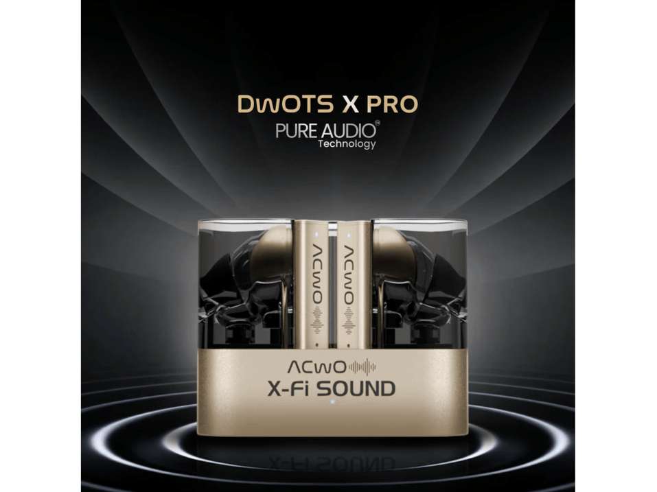 ACwO DwOTS X Pro, 50H Playtime, 3 EQ Modes, 13 mm Drivers, 32dB ANC Bluetooth Headset, True Wireless - Metallic-Gold