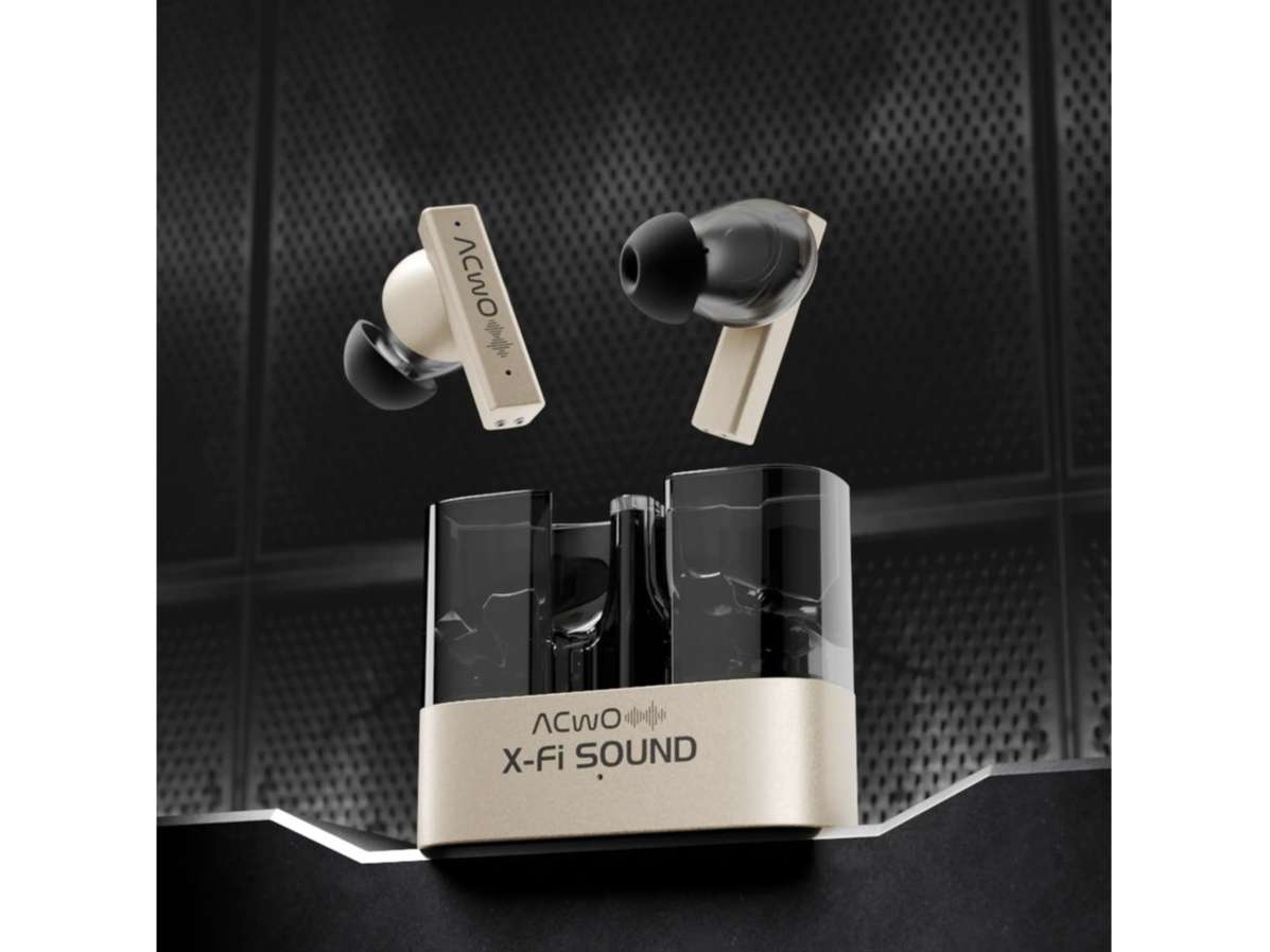 ACwO DwOTS X Pro, 50H Playtime, 3 EQ Modes, 13 mm Drivers, 32dB ANC Bluetooth Headset, True Wireless - Metallic-Gold view 2