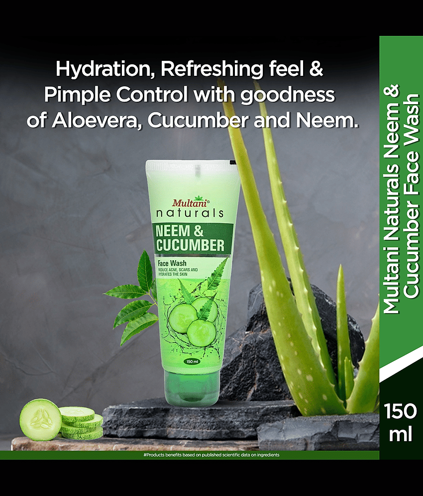 Multani Naturals Neem & Cucumber Face Wash Enriched with Neem, Aloevera & Cucumber Hydrate The Skin 150ml (Pack of 3) view 2