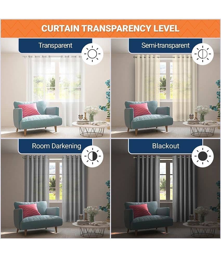 N2C Home Nature Semi-Transparent Eyelet Curtain 7 ft ( Pack of 2 ) - Green view 2