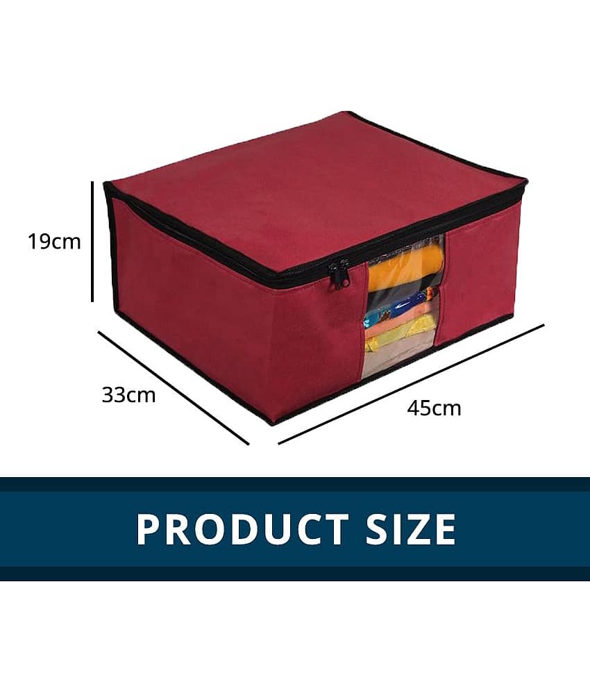 Non-Woven Saree Cover / Cloth Storage & Organizer with Transparent Window,Orange (6U) view 2