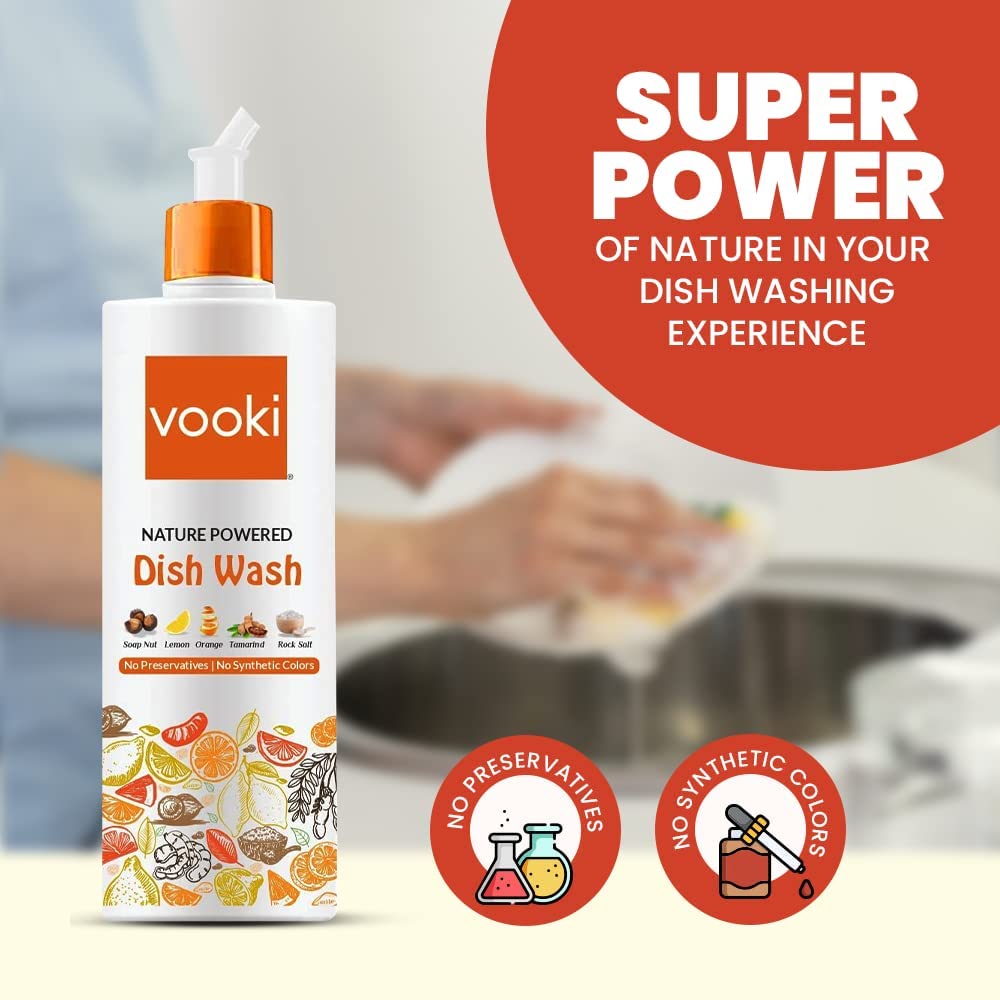Vooki Nature Powered Natural Dish Wash Gel and Ecofriendly Hard Stains Spray and Wipe - 500 Ml Each, (Combo Pack of 2)… view 2