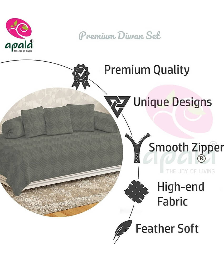 Apala Microfibre Solid Diwan Set 6 Pcs - Gray view 2