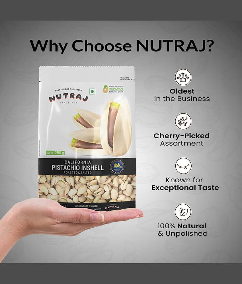 Nutraj California Roasted Salted Pistachio 250g, Pista 250 gm view 2