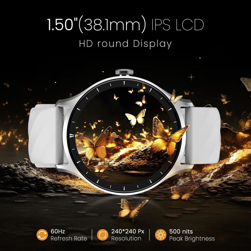 CELLECOR E2 Hype 1.50" (38.1mm) HD IPS Display Smart Watch, 500 Nits, 60Hz Refresh Rate, Bluetooth Calling, AI generated Watch Faces, 100+ Sports Modes, Health Suite, Voice Assistance (Silver-Grey) view 2