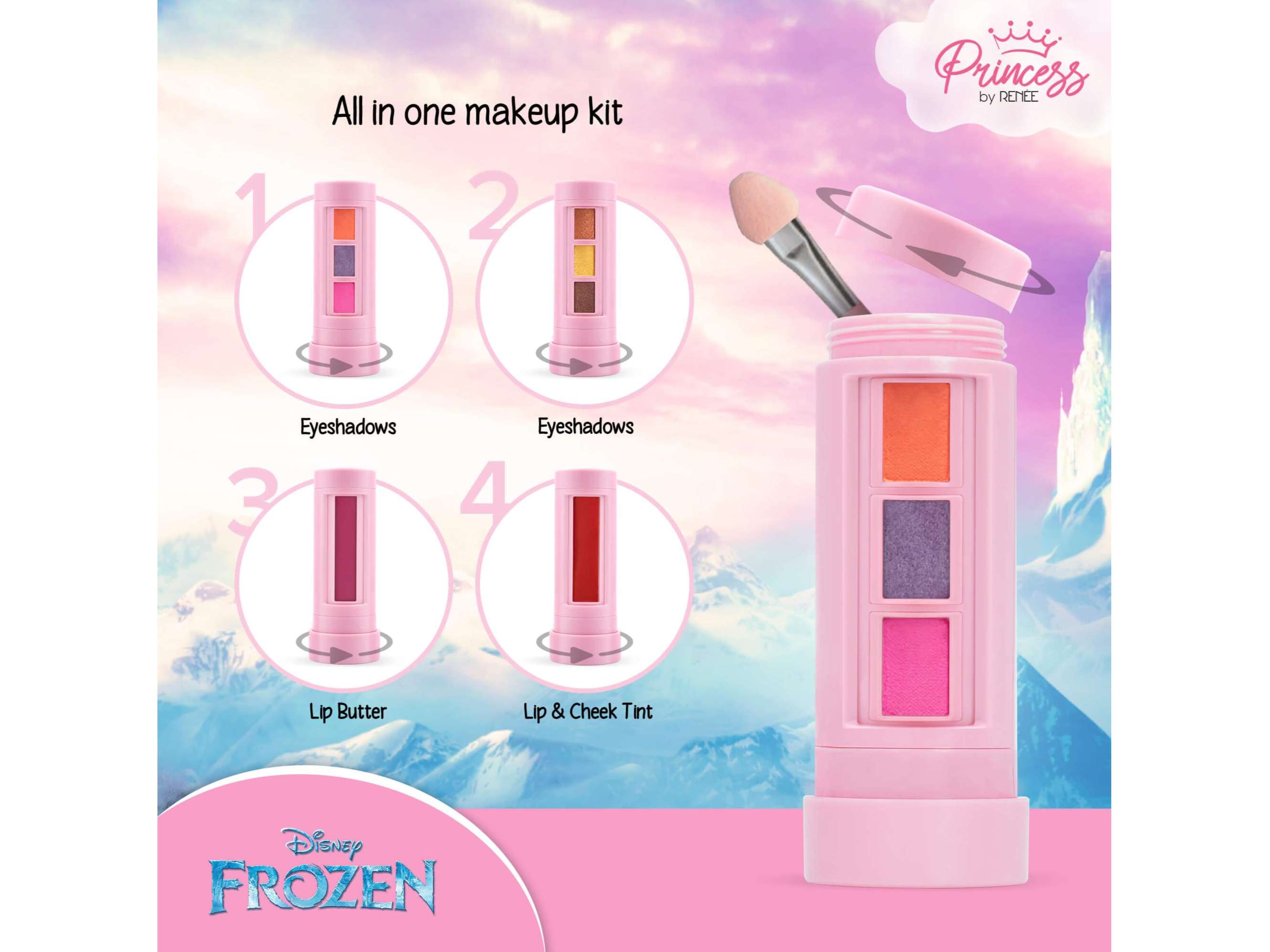 Disney Frozen Princess by RENEE Unicorn Makeup Kit Elsa 7.4 Gm, Pre-teen Girls, Includes 2 Matte, 4 Shimmer Eyeshadows, Lip Butter, Lip & Cheek Tint| Cruelty Free & Vegan view 2