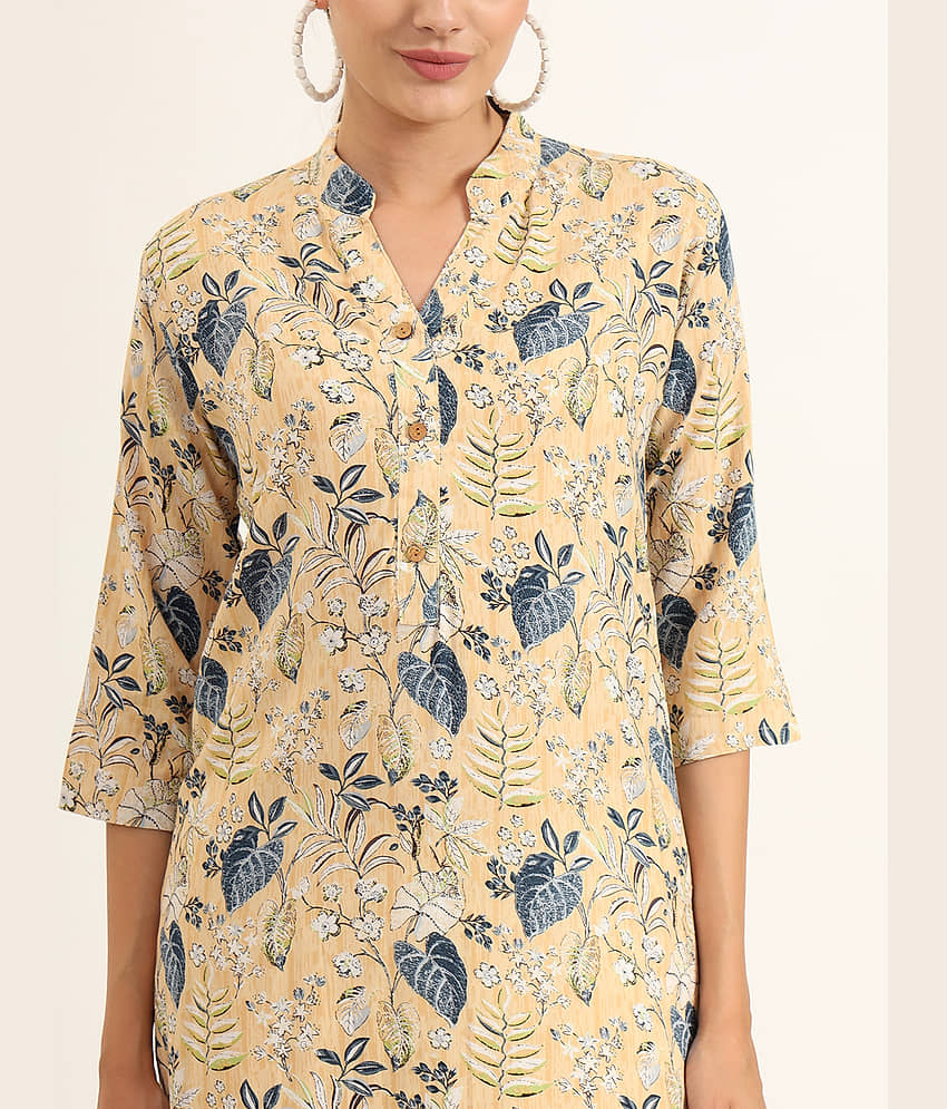 Divena Pack of 1 Rayon Printed Straight Women's Kurti - ( Yellow ) view 2