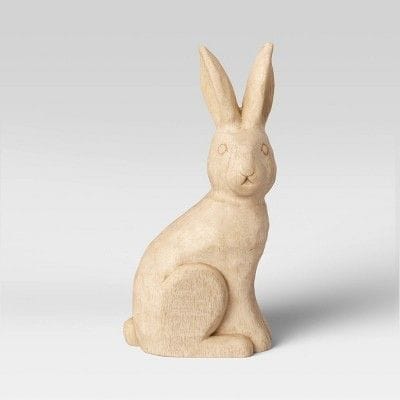 Wood Animal White Embryo Rabbit Wood Crafts Animal Model for Home Office Store Decor Set 1