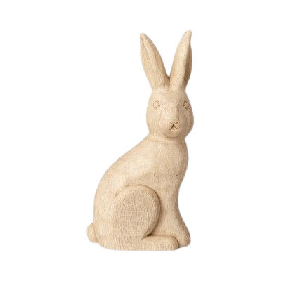 Wood Animal White Embryo Rabbit Wood Crafts Animal Model for Home Office Store Decor Set 1 view 2