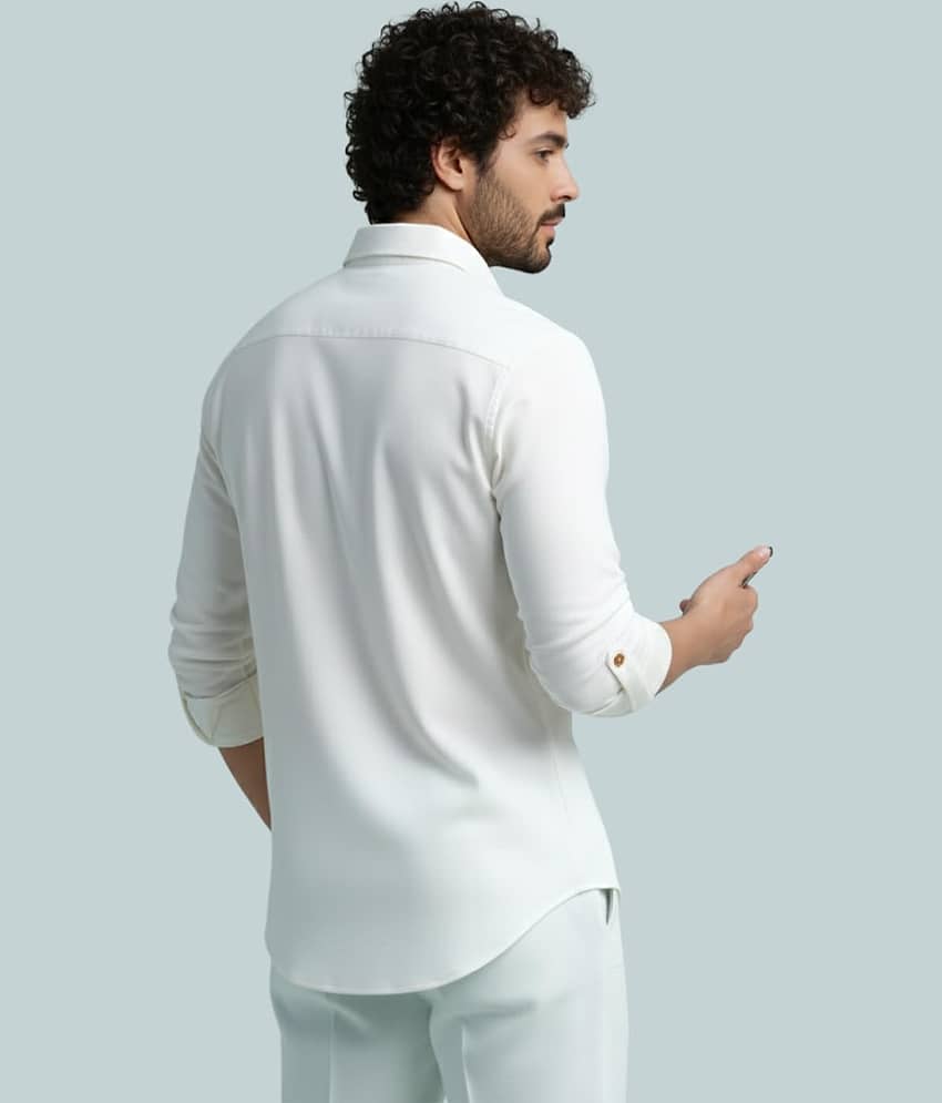 Yugnik Cotton Blend Plain Shirt Style Kurta For Men ( White ) view 2
