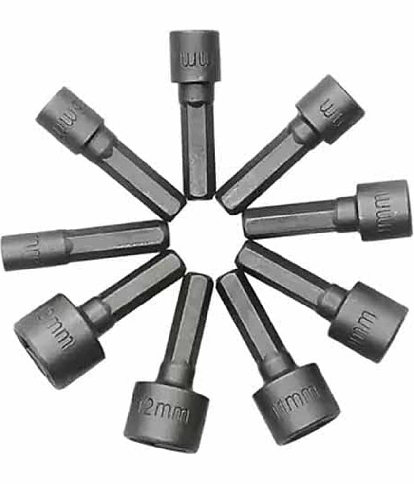 9pc Nut Driver Drill Bit Set Socket Bit Chuck Adapter 1/4" Hex Shank 5-13mm Socket Sleeve Wrench Screw Power Drill Adapter Tool for Screws Hooks Bolt Heads view 2