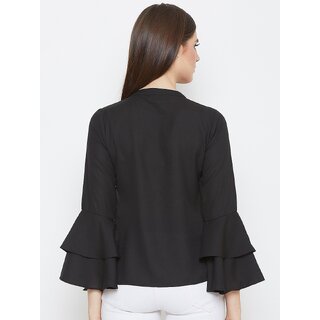 Purys Women Black Solid Regular Top view 2