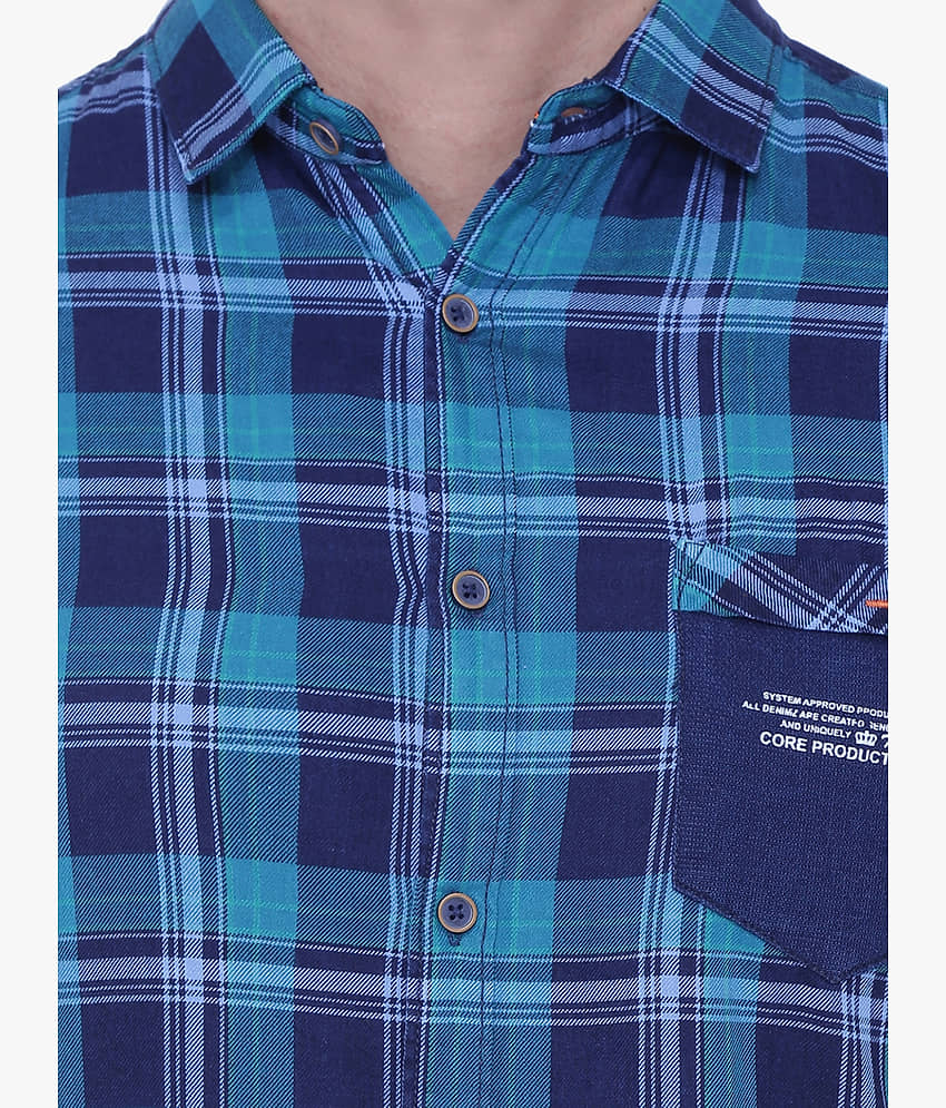 Kuons Avenue - Indigo Cotton Blend Slim Fit Men's Casual Shirt ( Pack of 1 ) view 2