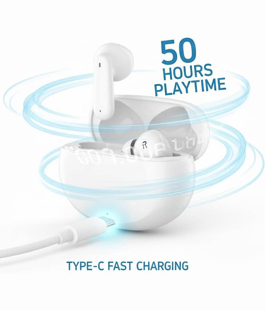 VERONIC NORD Buds 3 Truly Wireless in Ear Earbuds with 50H Playtime, AI-ENC Mic, 45ms Low Latency Gaming, 13mm Bass Drivers, Type-C Fast Charging, Made in India, Touch Controls, IPX5 Ear Buds TWS view 2