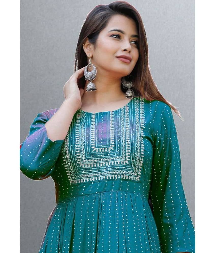 CTMTEX Rayon Printed Flared Women's Kurti - Orange ( Pack of 1 ) view 2