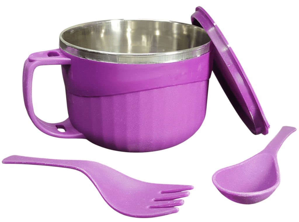 Maggie and Soup Bowl with Spoon and Fork, Purple Color view 2