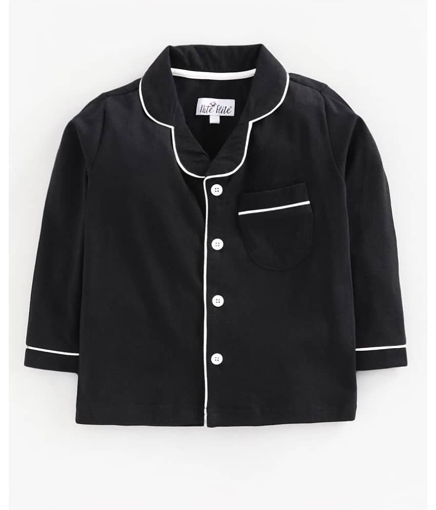 Nite Flite Pack of 1 Boys 100% Cotton Nightsuit Set ( Black ) view 2