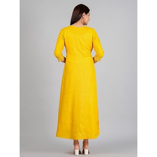 Radhika Fashion Mustard Viscose Solid Stitched Dress For Woman view 2