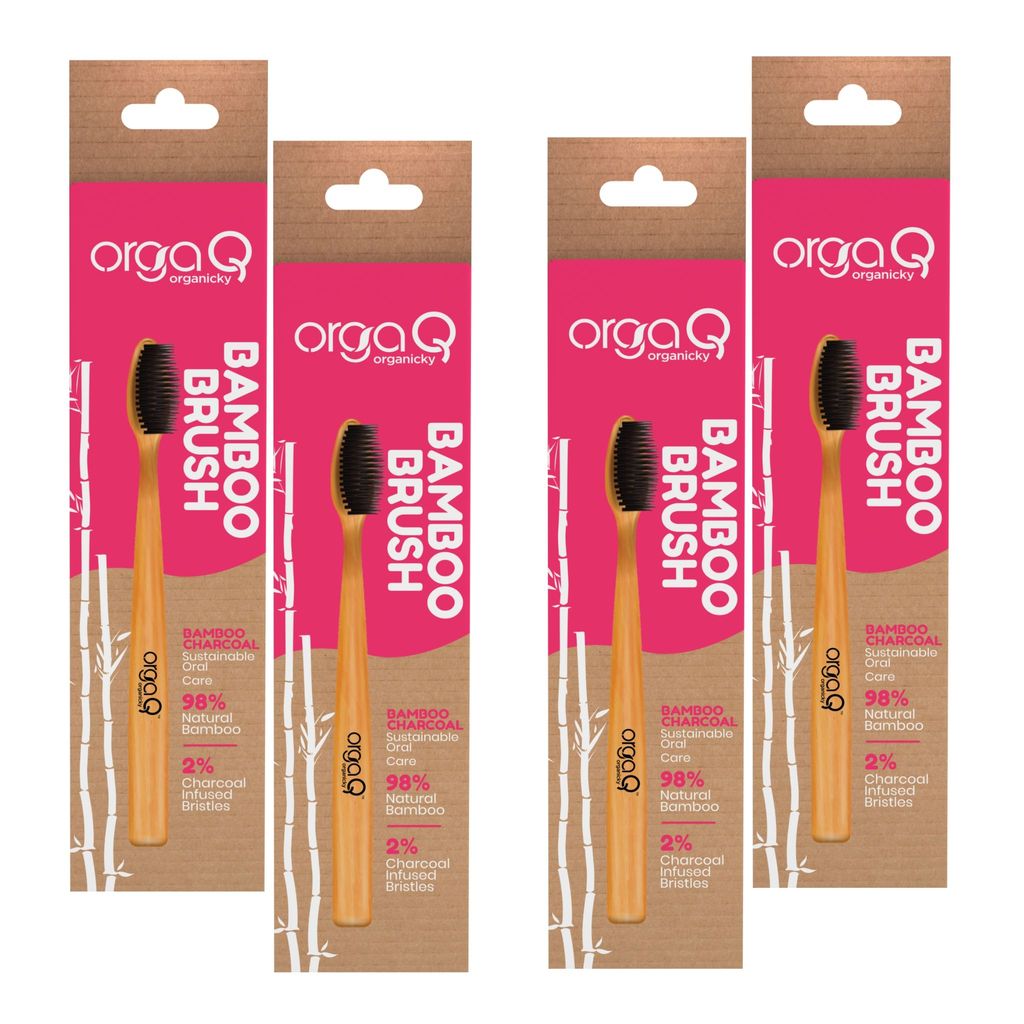 Orgaq Organicky Natural Bamboo ToothBrush With Charcoal Infused Castor Bean Bristle for Oral Care | Eco Friendly