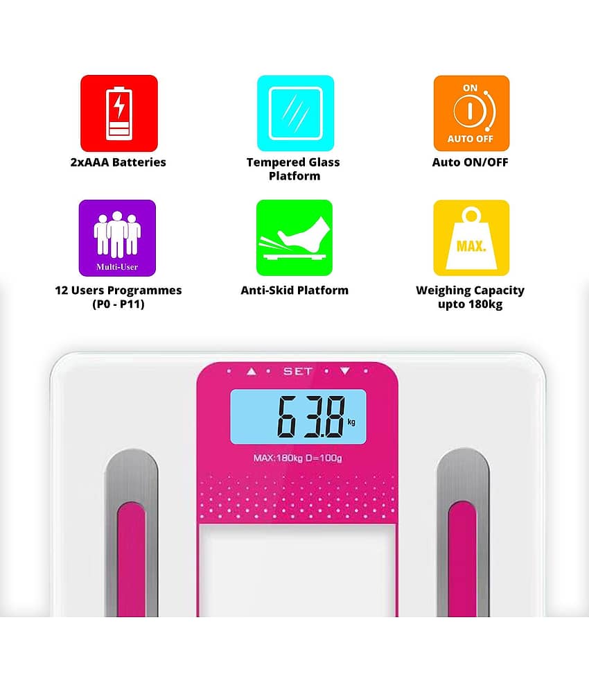 Healthgenie Digital Personal Body Fat Analyzer - Pink view 2