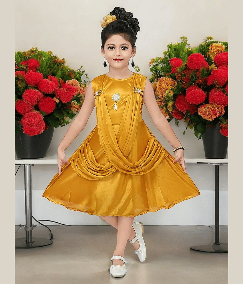 Mullick the designer Pack of 1 Baby Girls Polyester Frock ( Yellow )