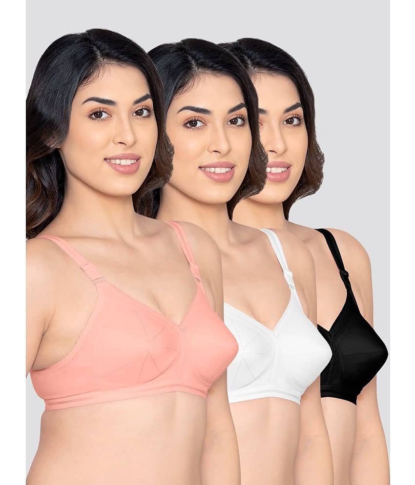 Kalyani Pack of 3 Cotton Blend Non Padded Women's Everyday Bra ( Multicolor ) DAMINI