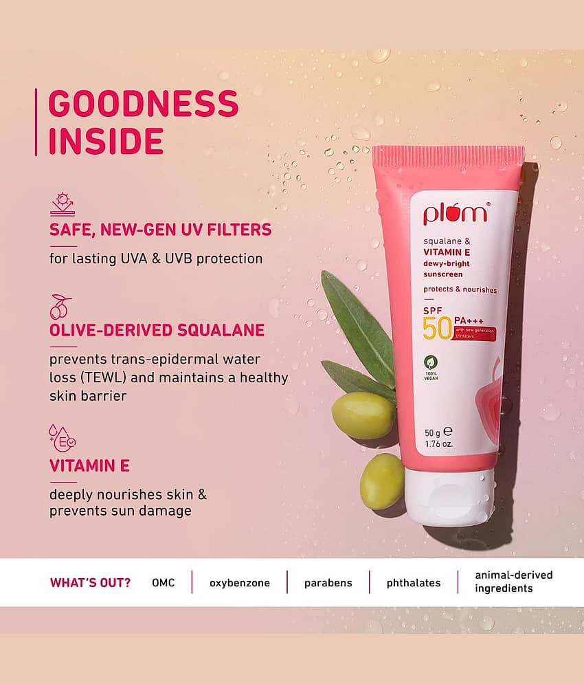 Plum Sunscreen - SPF 50 PA+++ Broad Spectrum Protection, No White Cast, Lightweight | Pack of 2 (100 g) view 2