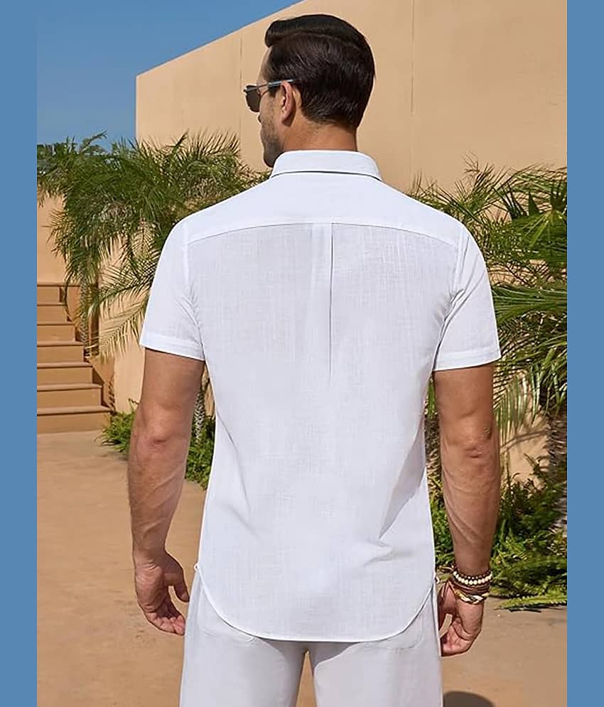 BHUVIKOO Cotton Blend Slim Fit Solids Half Sleeves Men's Casual Shirt - White ( Pack of 1 ) view 2