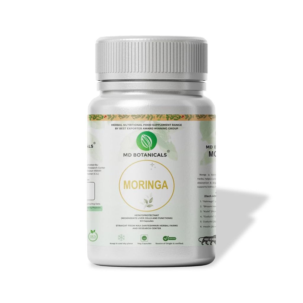 MD Botanicals Moringa Capsules | 60 pcs | 500mg each | 100% Natural with Vitamins A, C, E | Supports PCOS, Hormonal Balance, Skin & Hair Health | Boosts Immunity | Vegan & Non-GMO | Antioxidant Rich view 2