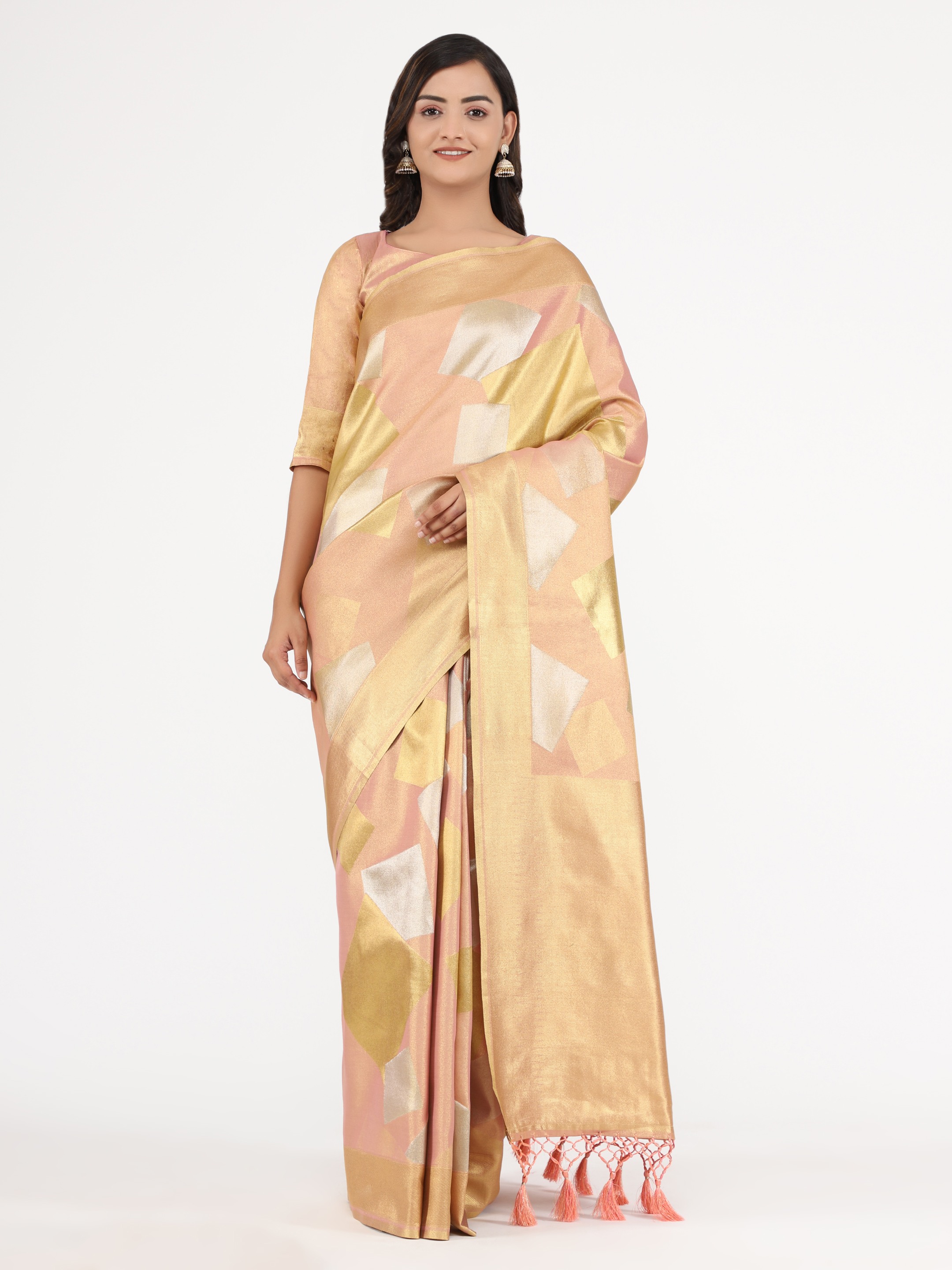 Yavira silk Women's Multi Colourblock Jacquard Saree view 2