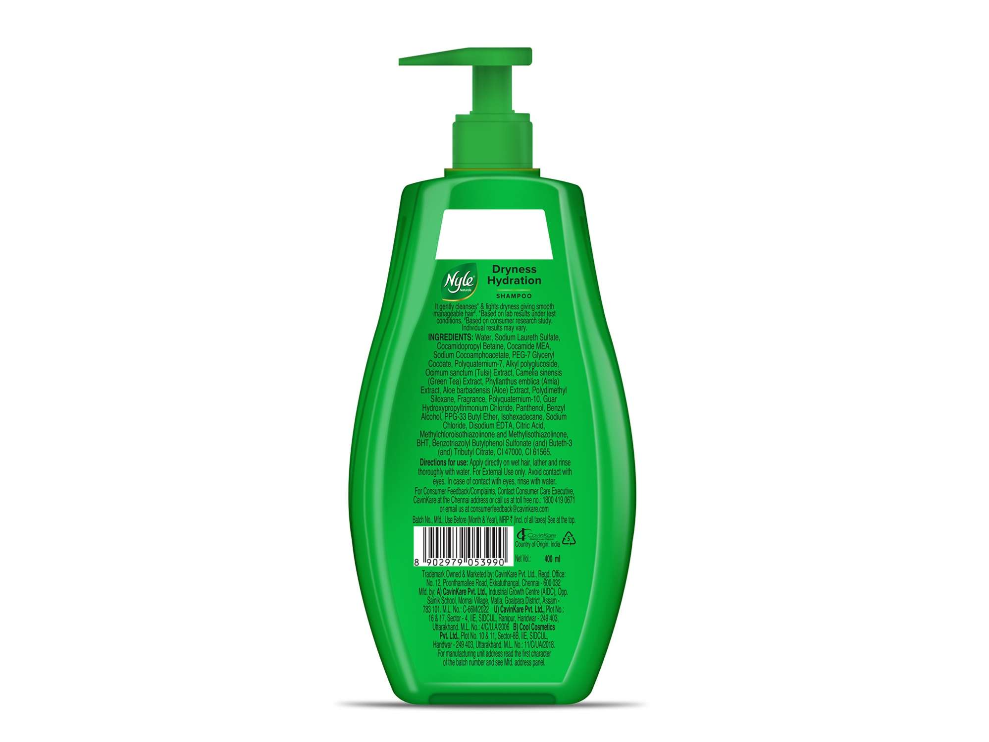 Nyle Naturals Dryness Hydration Shampoo, with Tulsi, Amla and Aloe Vera, pH Balanced and Paraben Free, For Men & Women, 400 ml view 2