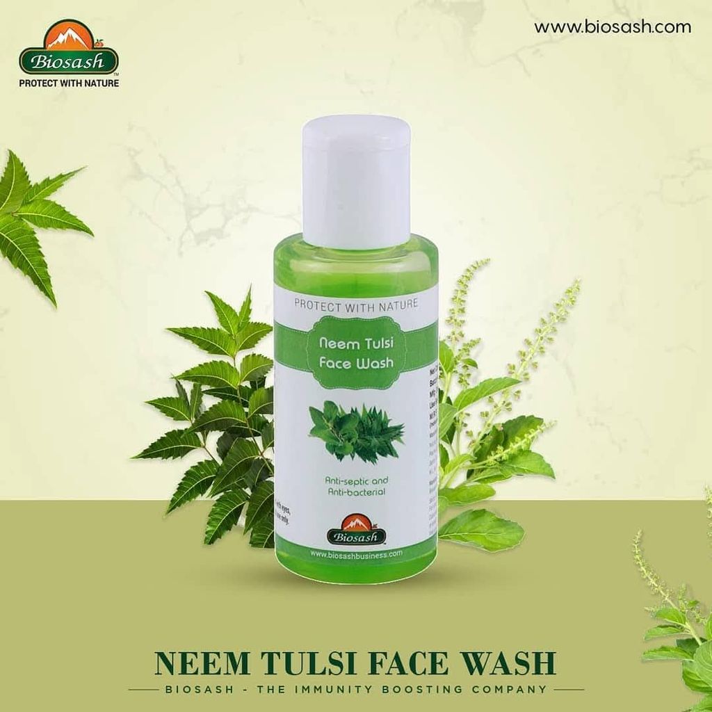 Biosash Neem Tulsi Face Wash 100ml | Herbal Facial Cleanser for Deep Cleansing & Acne | Hydrating Face Wash for Oily, Dry & Sensitive Skin | Anti-Septic & Anti-Bacterial | Skin Brightening & Purifying view 2