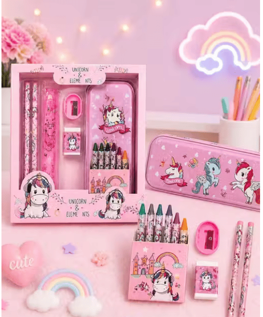 Cartoon Unicorn Pencil Box & Notebook Set view 2