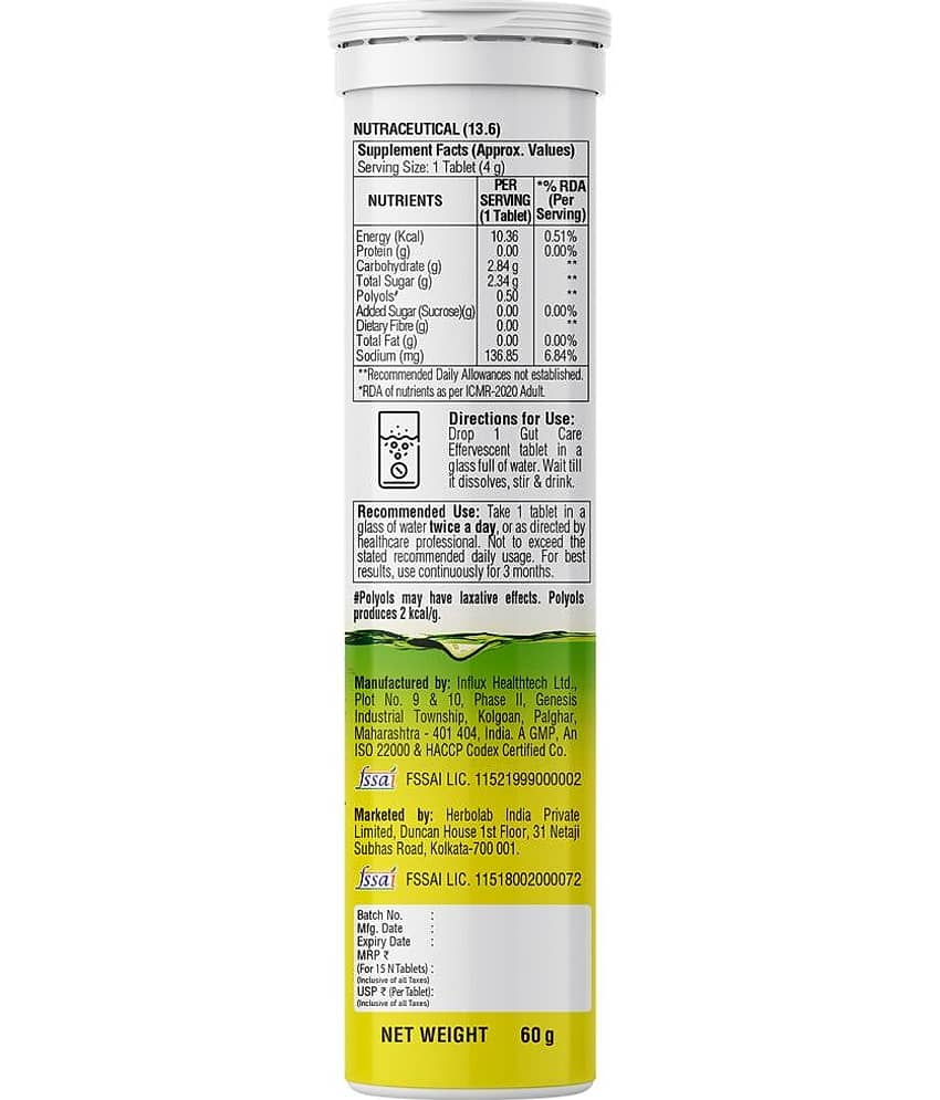 Dr. Vaidya's Gut Care Effervescent Tablets | 15 Tablets(Pack of 2) Nimbu Pani Flavour view 2