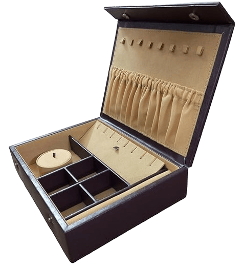 LEATHERMAN GENUINE LEATHER BROWN FLAT JEWELLERY BOX-1307B view 2