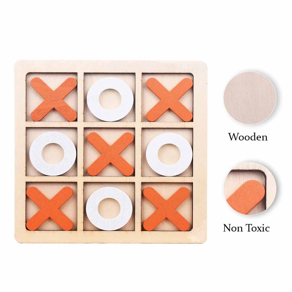 XOX Wooden Game for Kids & Adults / Wooden Puzzle Board | XOX Tic Tac Toe (Orange & White) | XOX Puzzle Game | Wooden Puzzle | Puzzle Game | Educational Puzzle Game | XOX Puzzle | XOX Game view 2