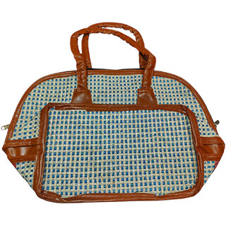 Handcrafted Fabric Handbag for Women Ethnic Printed Hand Purse with Zipper Daily Use Travel Bag view 2