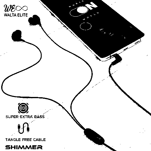 Walta Elite Shimmer in-Ear Wired Earphone with Mic (Black) view 2