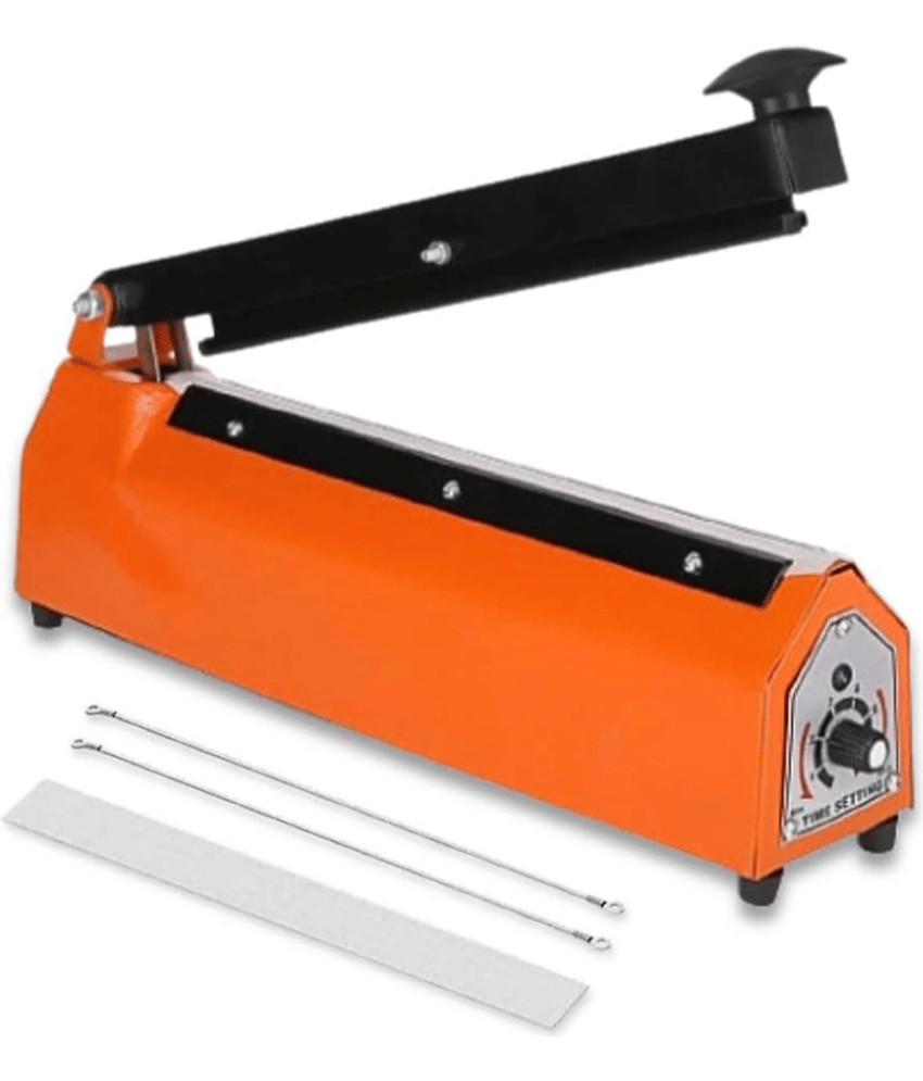 Adison mild steel hand heat sealer 8 inch healing length machine 12 inch body length with 4 inch breadth heavy duty 220 v poly packaging manual heat sealer machine with 1.5 mtr, wired with 1 free element and 1 year warranty pack of 1 set view 2