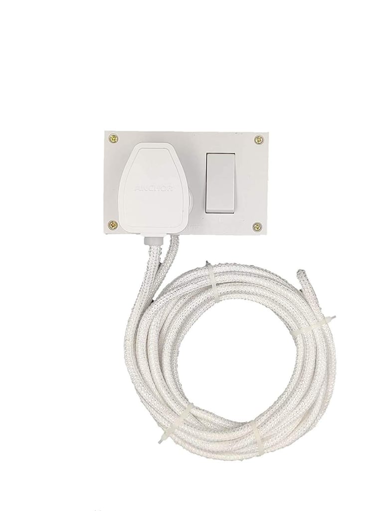 Anchor By Penosonic paykromall Tia 1 Sockets Power Extension 3 m Cloth Cord, 16-ampere Anchor Socket and Plug view 2