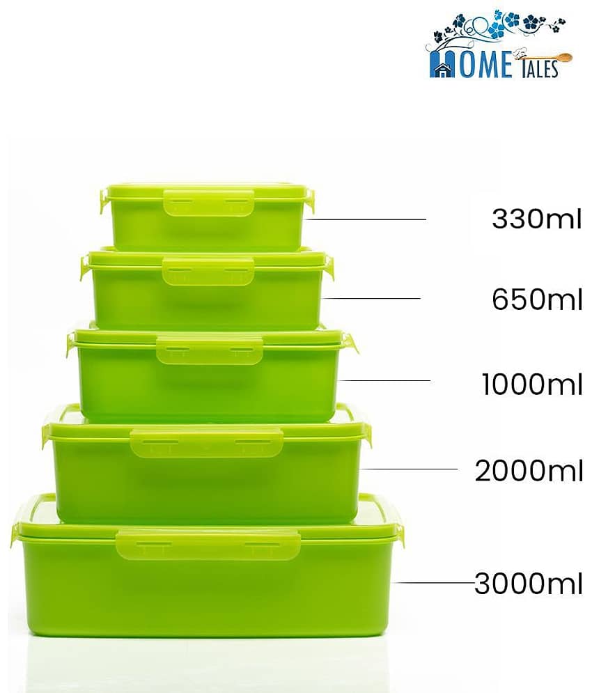 Plastic Multi-Purpose Rectangle Food Container 3000ml, 2000ml, 1000ml, 650ml, 330ml, Blue (5U) view 2
