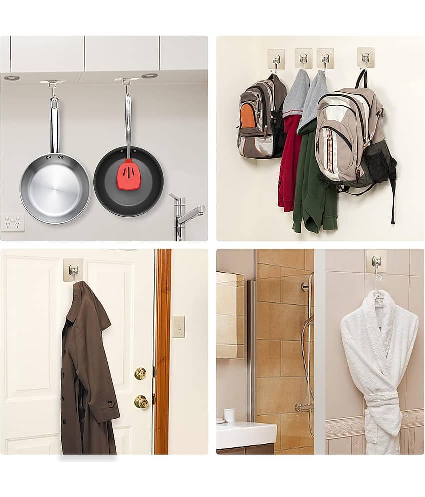 Golden Hook 10 Pack Large Heavy Duty Stainless Steel Adhesive Hooks – Waterproof, Strong, Damage-Free Wall Hooks for Towels, Coats & Accessories – Kitchen, Bathroom, Home & Office Organization view 2
