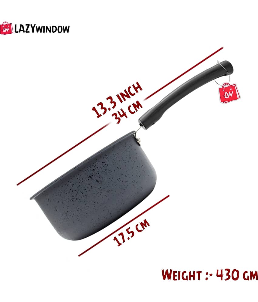 LAZYWINDOW Nonstick Souce Pan Grey Hard Anodised Non-Stick Cookware Sets ( Set of 1 ) view 2