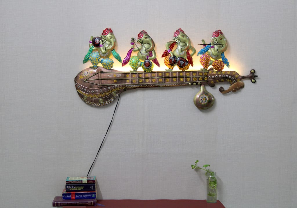 Beautifully Crafted Wall Decor Veena Ganesha With LED light For Home or office Decor 102 CMs view 2