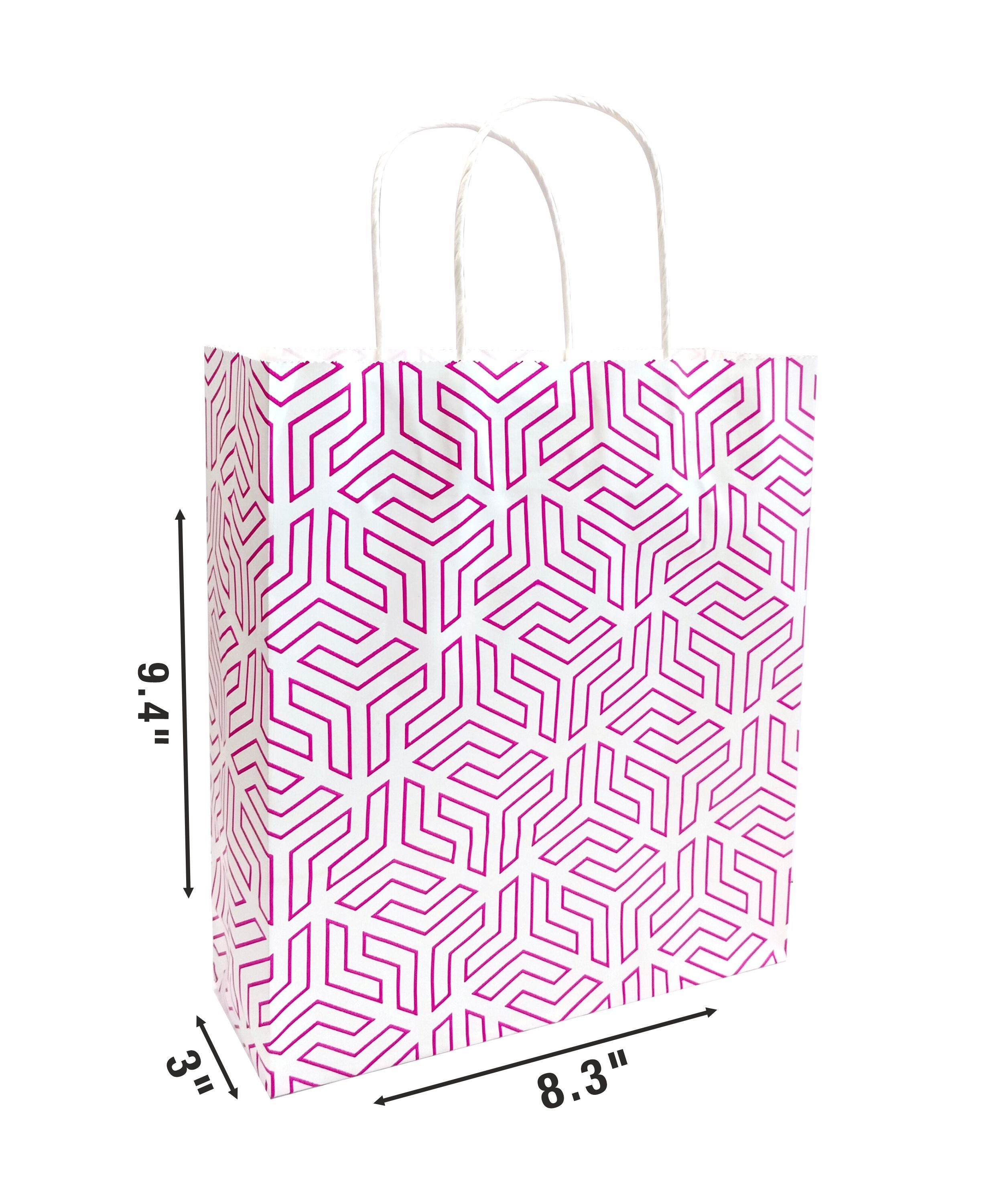 90 GSM Fluorescent Single Color Printed Small Paper Gift Bags, Ideal For Birthday Return Gifts & Gifting On Special Occasions (Pink, Size: 9.4 x 8.3 x 3 Inch) - 50 view 2