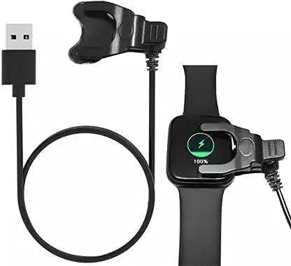 Replacement Charging Cable Universal Clip 2 Pins Cable, Smart Watch Charger Cable for W26, W26plus, T500, T55, Noise Colour Fit Pro 4 3 2 Smart Watch, Fitness Band(Black, Charge Only) view 2