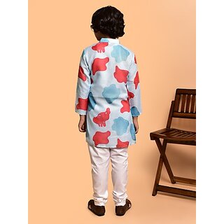 PrintCultr Boys Festive & Party Kurta and Pyjama Set (White) view 2
