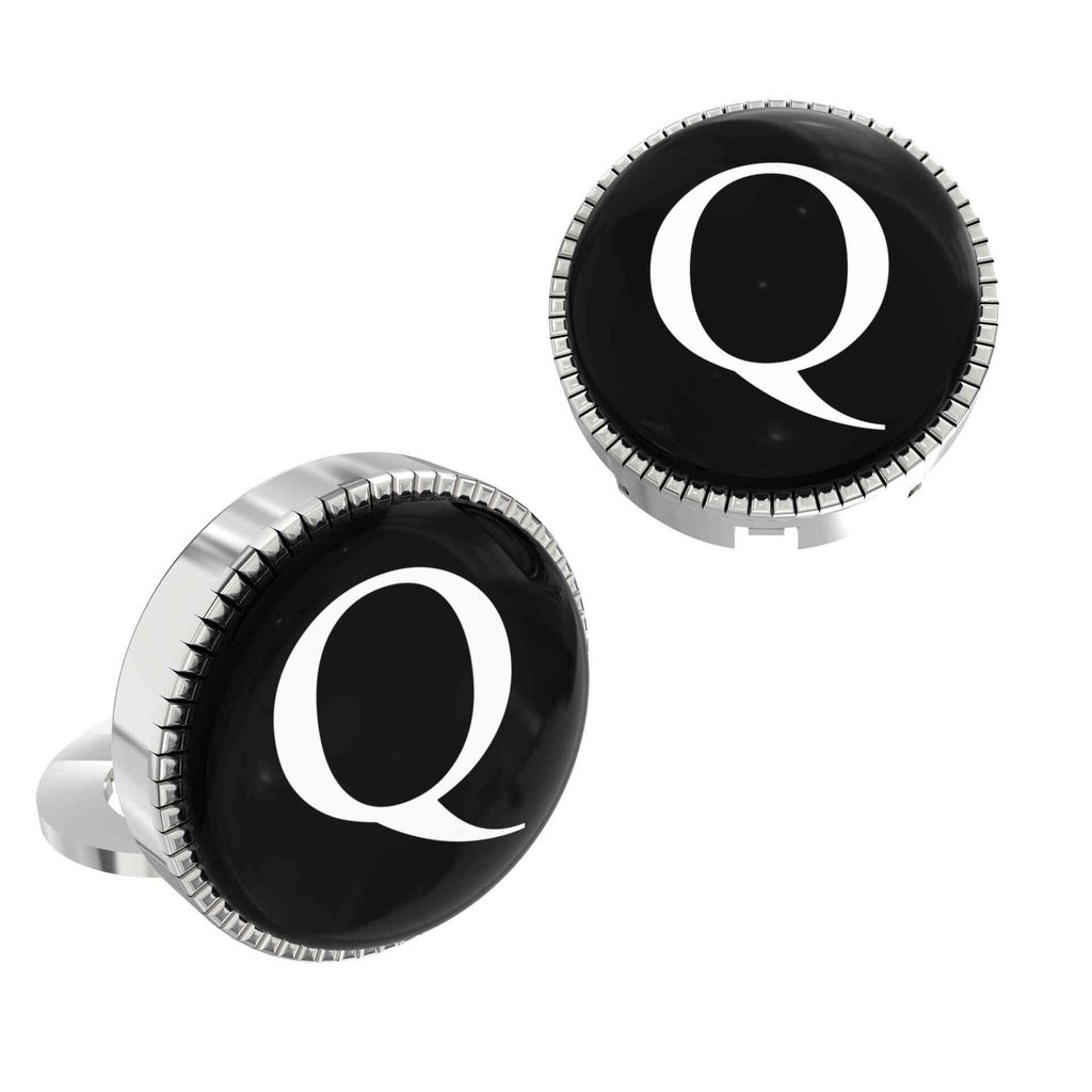 The Smart Buttons - Shirt Button Cover Cufflinks for Men - Personalized Initials - Q view 2