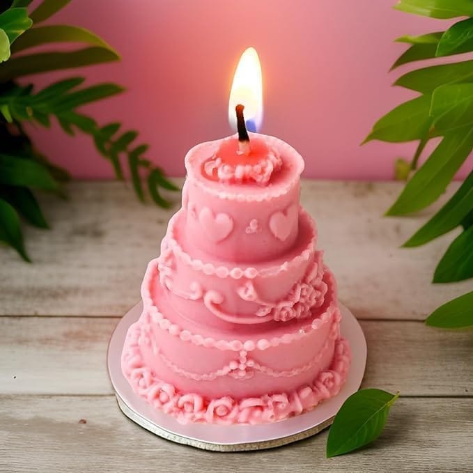 SS Enterprise Organic Soy Wax Cake Shape Designer Candle for Decoration | Scented Aromatic Fragrance Candles | Smoke-Free Cake Candle | Birthday Candle view 2